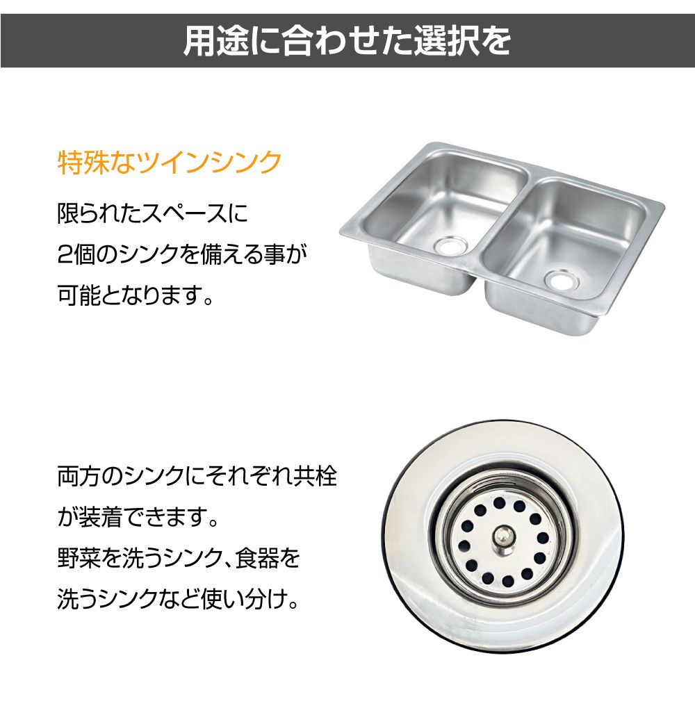 キャンピングカーシンクマミー キャンピングカー シンク パーツ ツインシンクセット 586×419