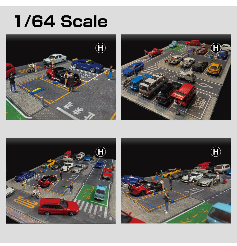 ミニカー マット 道路 1/64 ミニカー用 パーキングマット スクール