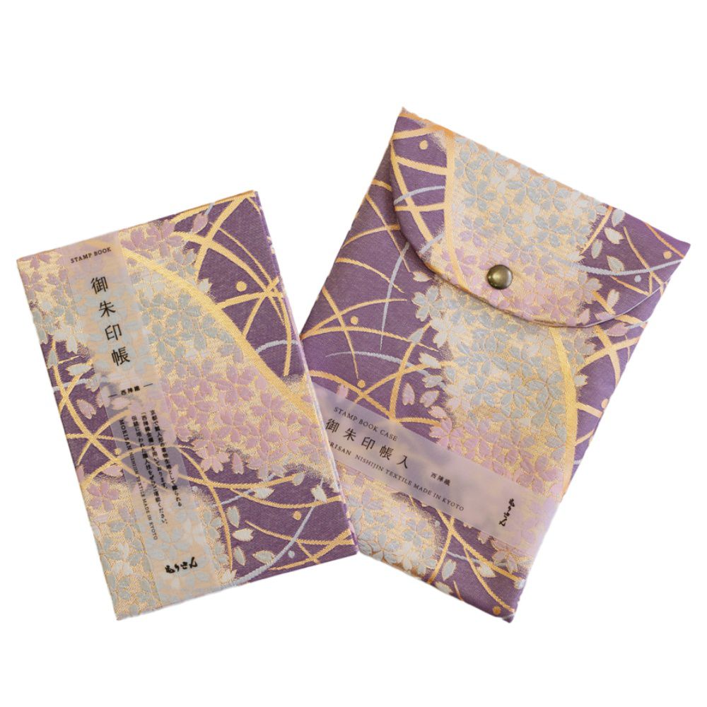 受注生産品 西陣織 御朱印帳と御朱印帳収納袋（同柄セット）道長芝桜