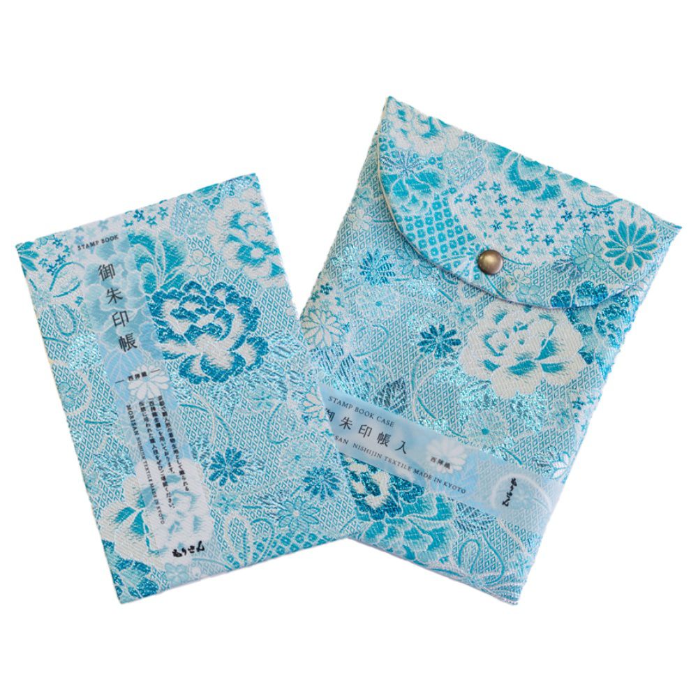 受注生産品 西陣織 御朱印帳と御朱印帳収納袋（同柄セット）扇面牡丹