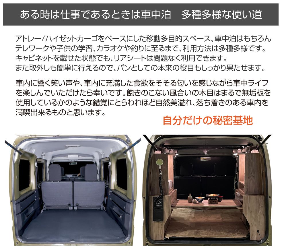 受注生産品 キャンピングキット | 直流家 S700系アトレー（ハイゼットカーゴ）用クルージングキャビネット JPN-CC700V | ダイハツ 車中泊  軽キャンパー : jpn-cc700v : GRACETRIMオンラインストア - 通販 - Yahoo!ショッピング