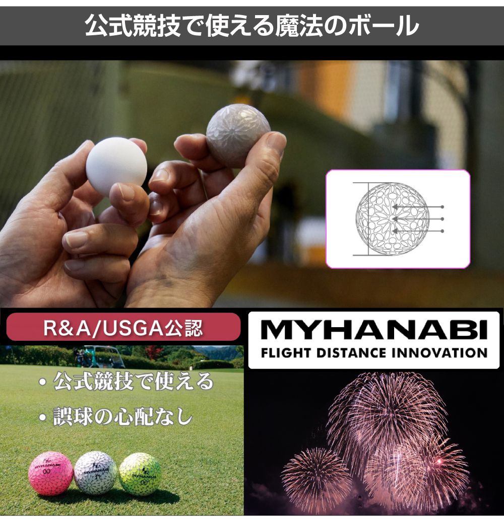 ゴルフボール ゴルフ ボール 飛距離 MYHANABI H2 マイハナビ 飛距離伸