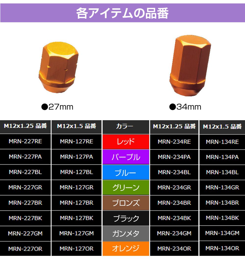 ホイールナット ロックナット 軽量 アルミ カラーロックナットセット