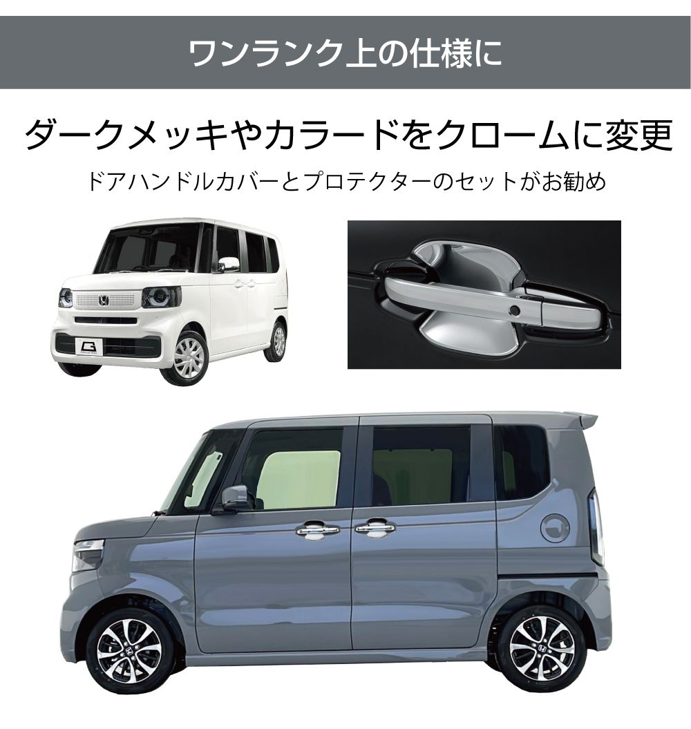 新型 N-BOX JF5/JF6 ドアハンドルプロテクター クロームメッキ 4pcs