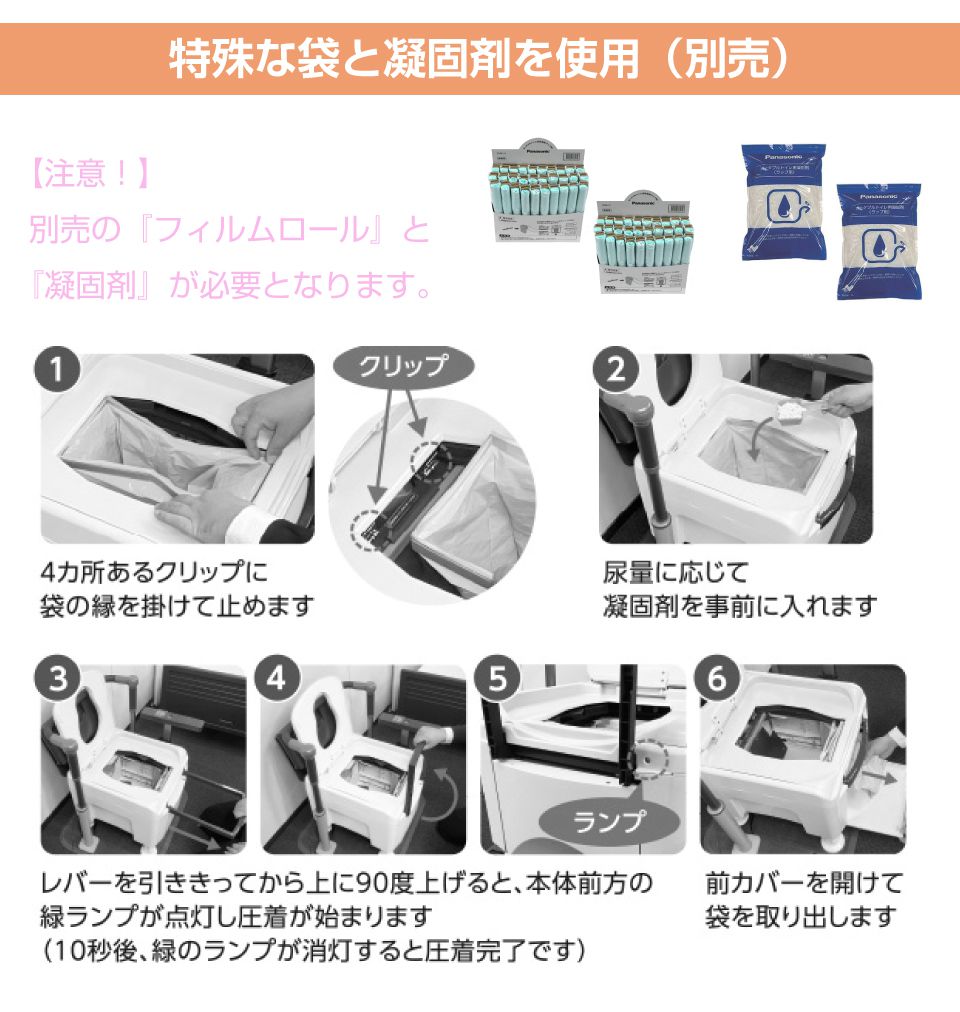 簡易トイレ 非常用トイレ 熱圧着 高さ調整 パナソニック ラップ式