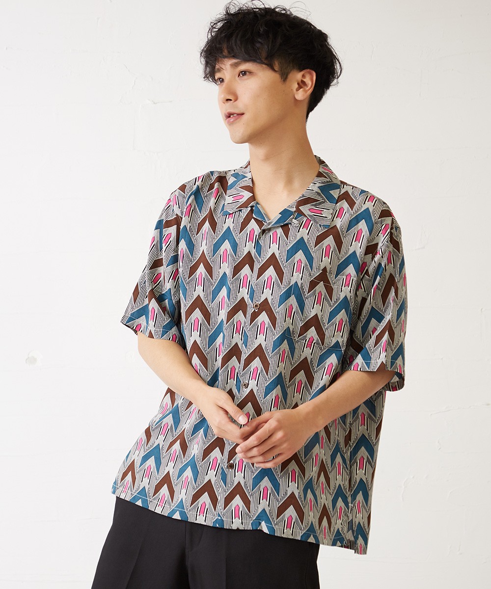 開襟シャツ 半袖 メンズ オープンカラーシャツ レトロ 柄シャツ アロハシャツ メンズファッション Graciasショッピングストア 通販 Yahoo ショッピング