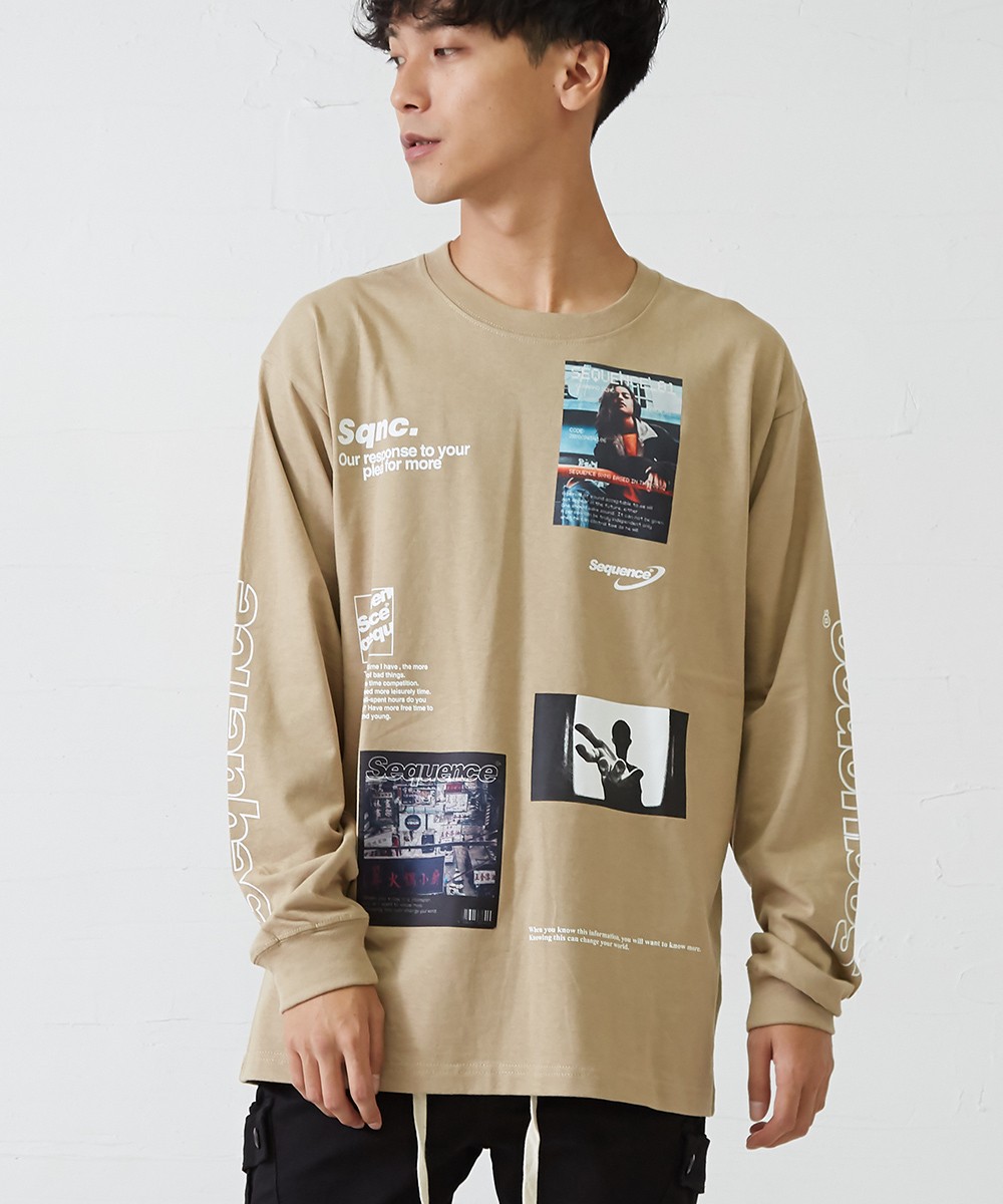 Sequence B One Soul ロングtシャツ メンズ 長袖tシャツ ロンt ロンティー ロゴ フォト バック 袖 プリント Graciasショッピングストア 通販 Yahoo ショッピング