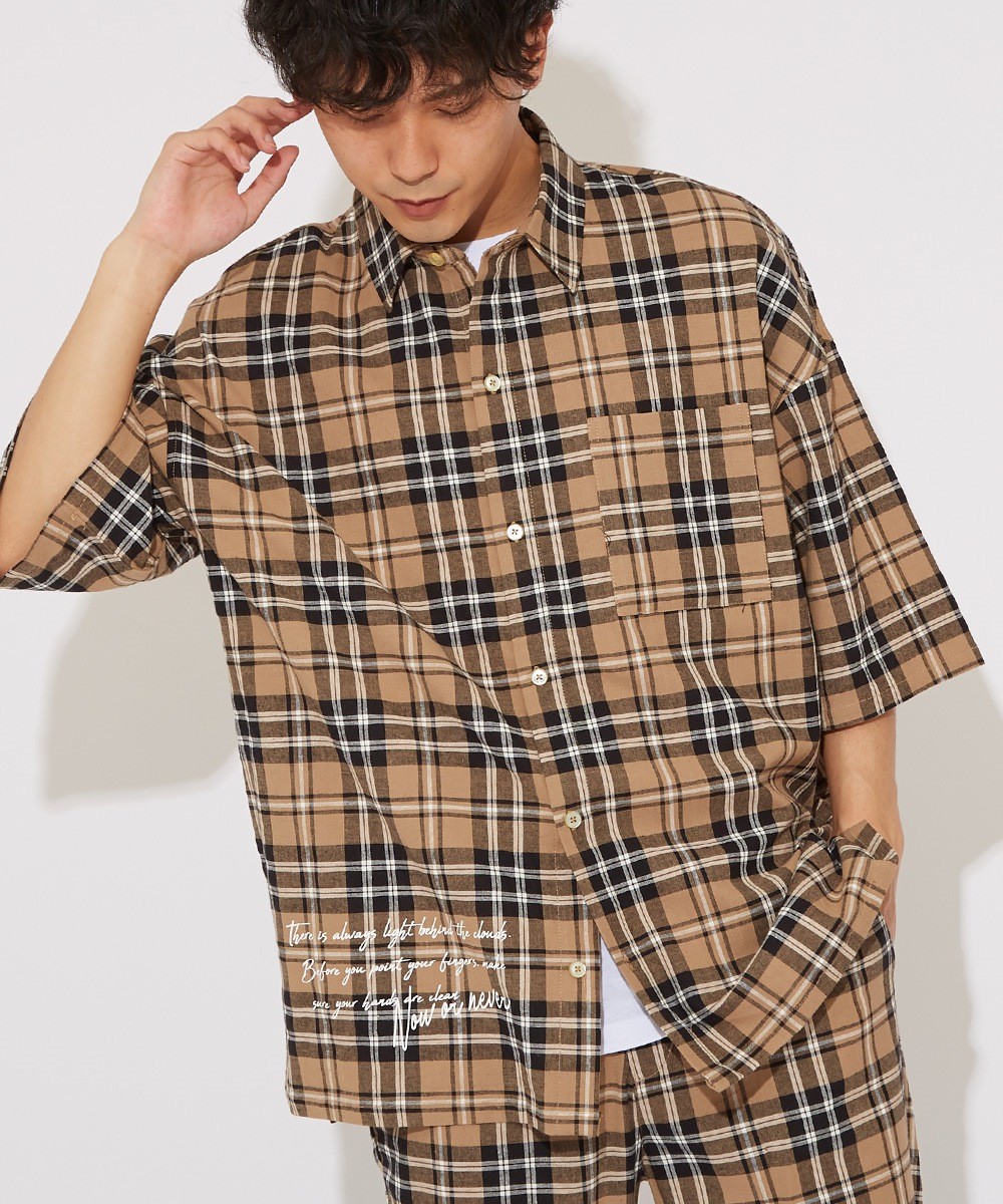 ワイドシャツ メンズ リネンシャツ 半袖シャツ チェックシャツ ビッグシャツ ビッグシルエット 大きいサイズ 柄シャツ チェック柄 タータンチェック Gracias Graciasショッピングストア 通販 Yahoo ショッピング