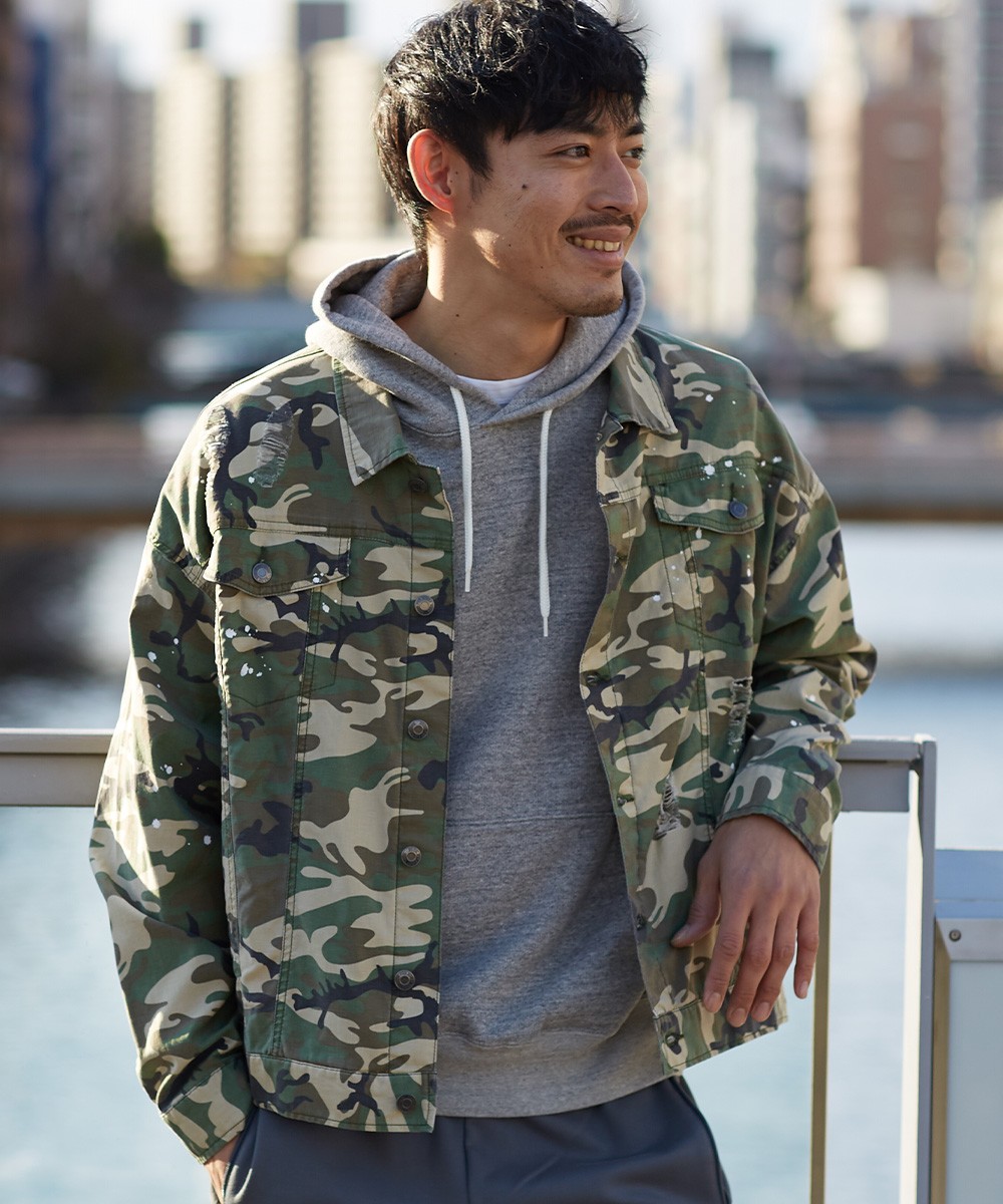 高い素材 デニムジャケット メンズ ブルゾン ジャケット デニム 迷彩 カモフラージュ 春物 Gジャン カジュアル 売れ筋 Www Centrodeladultomayor Com Uy