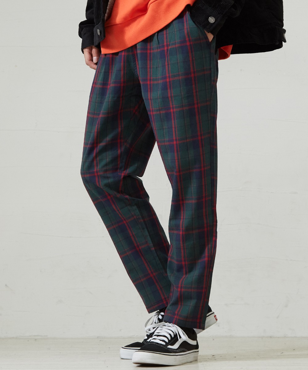 チェックパンツ メンズ チェック パンツ ダンス 赤 グリーン チェック柄パンツ テーパードパンツ スラックス スリム タック Gracias Graciasショッピングストア 通販 Yahoo ショッピング