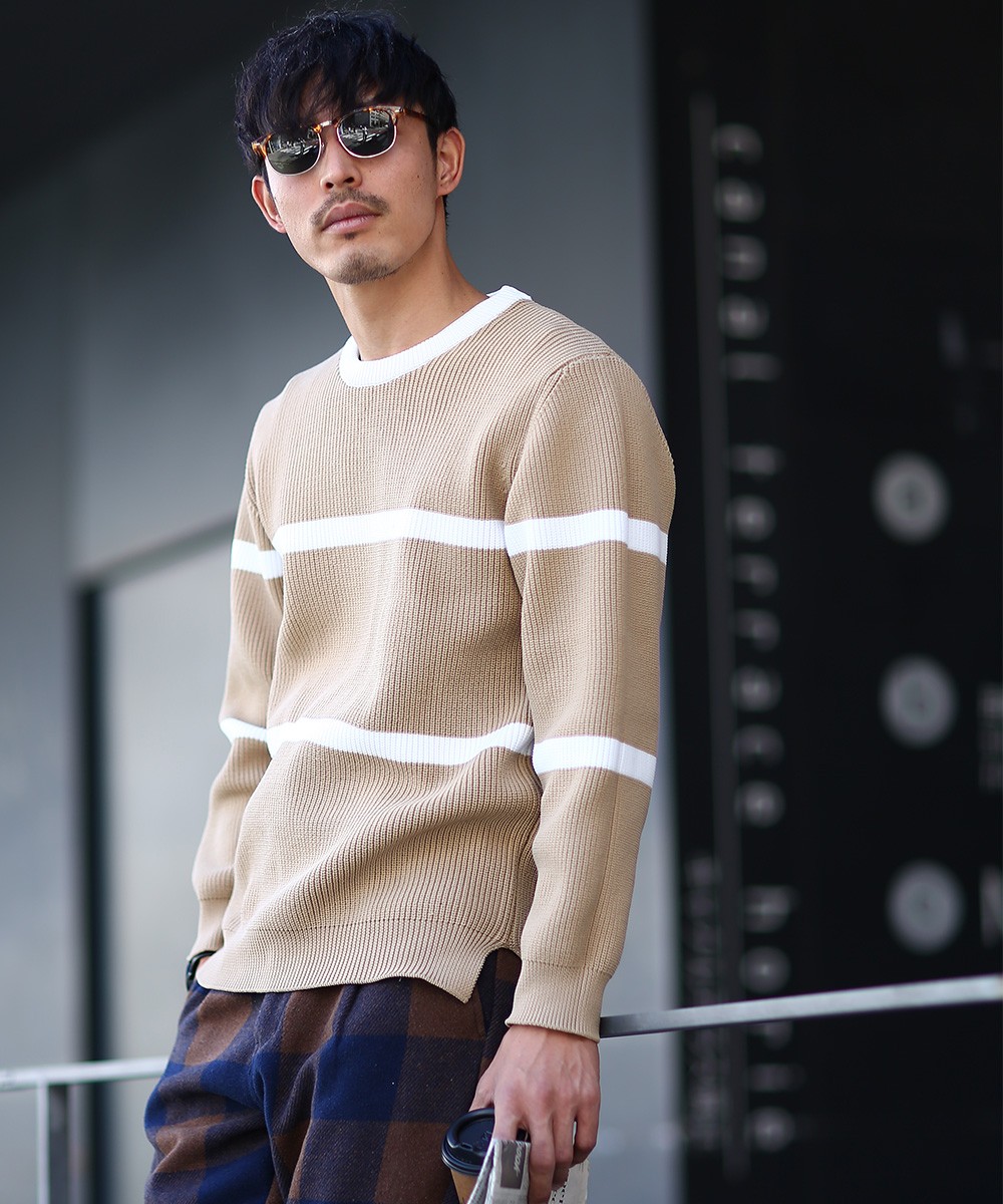 ボーダー ニット メンズ セーター 長袖 ニットセーター ボーダーニット ボーダー柄 もちもちニット ブラック ホワイト 黒 白 Gracias Graciasショッピングストア 通販 Yahoo ショッピング