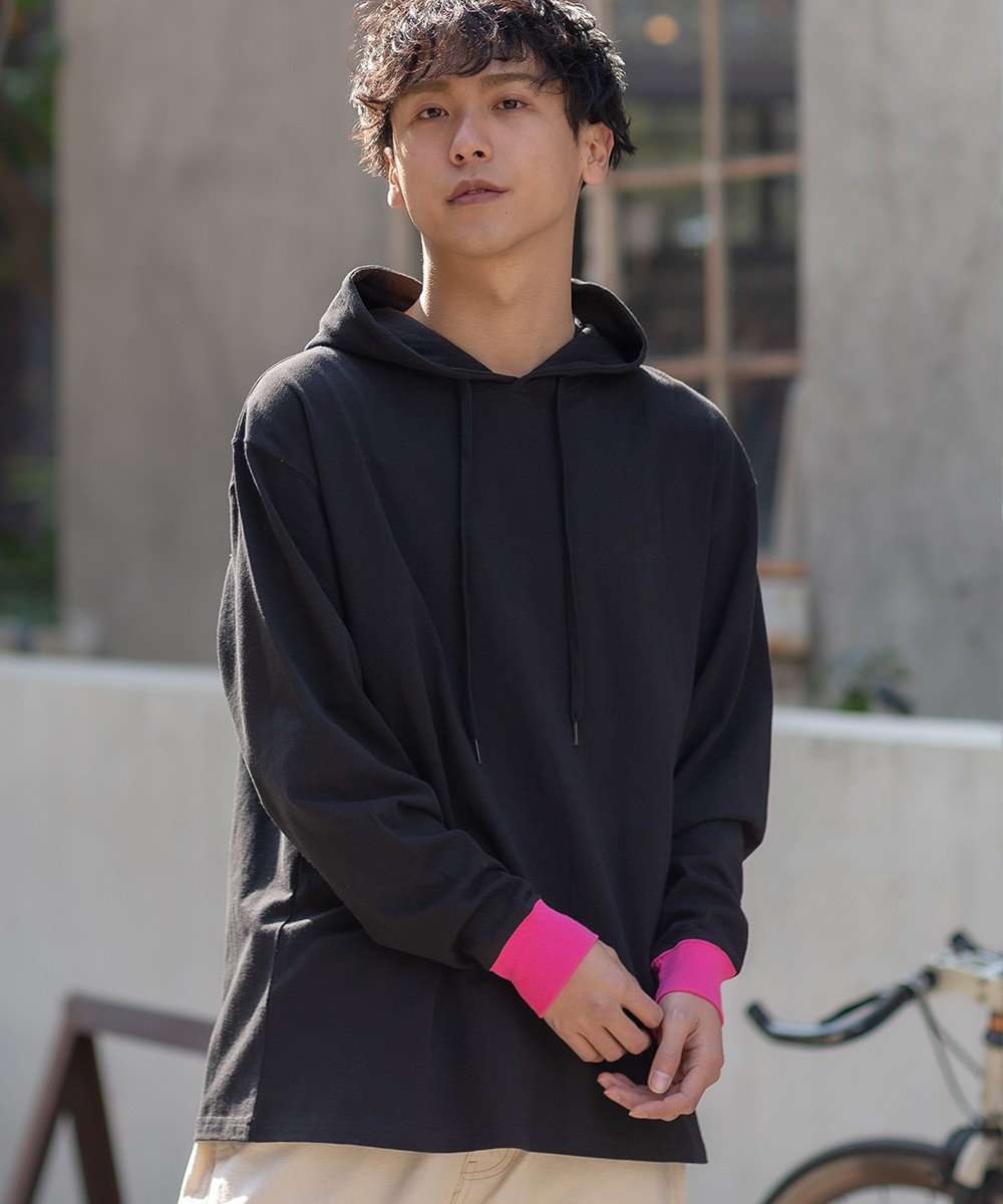 フード Tシャツ メンズ 無地tシャツ パーカー 長袖tシャツ ロングtシャツ ロンt ネオンカラー ビビット カラー 服 ホワイト Gracias Graciasショッピングストア 通販 Yahoo ショッピング