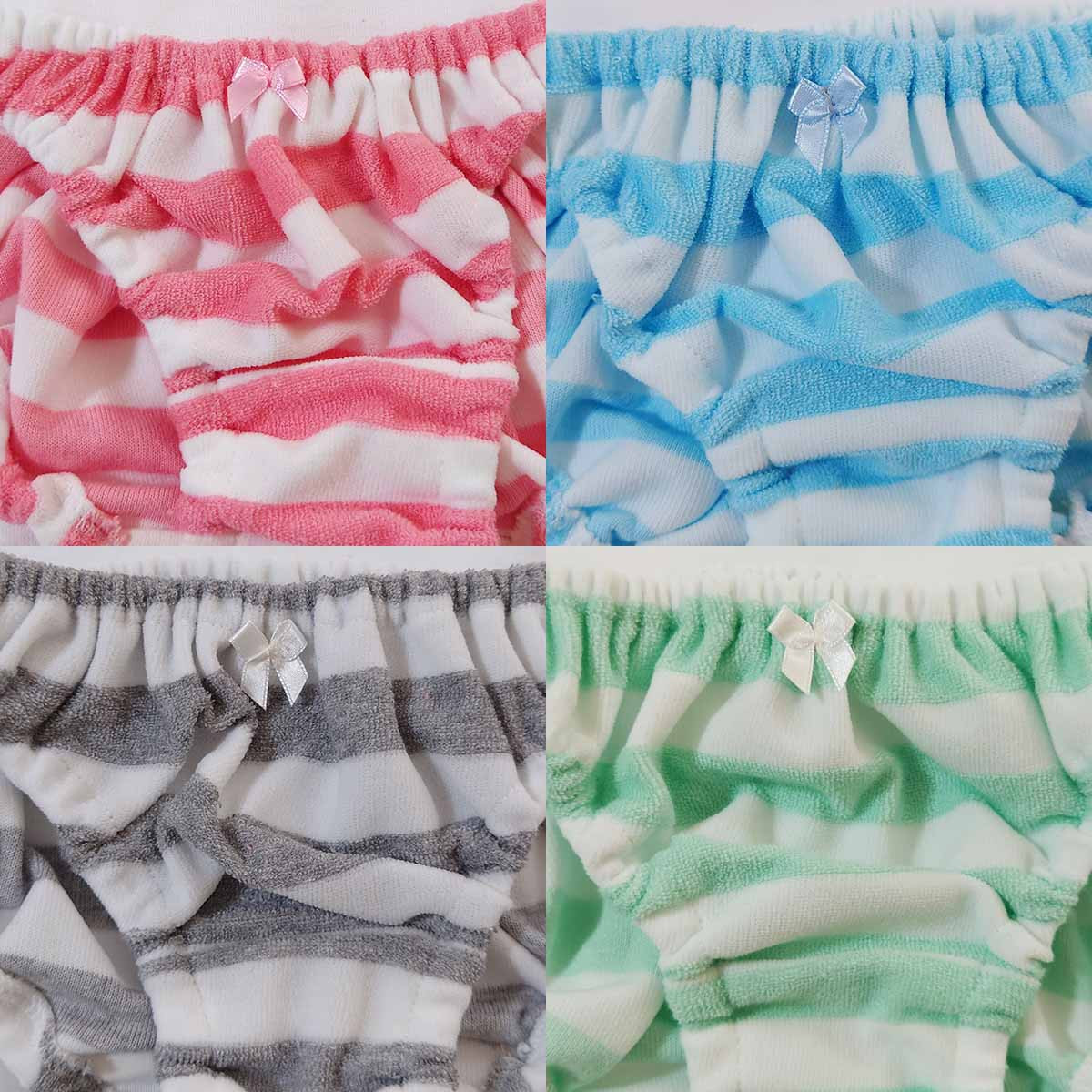 レディース しましまパイルボーダーショーツ インゴム ローライズ 縞