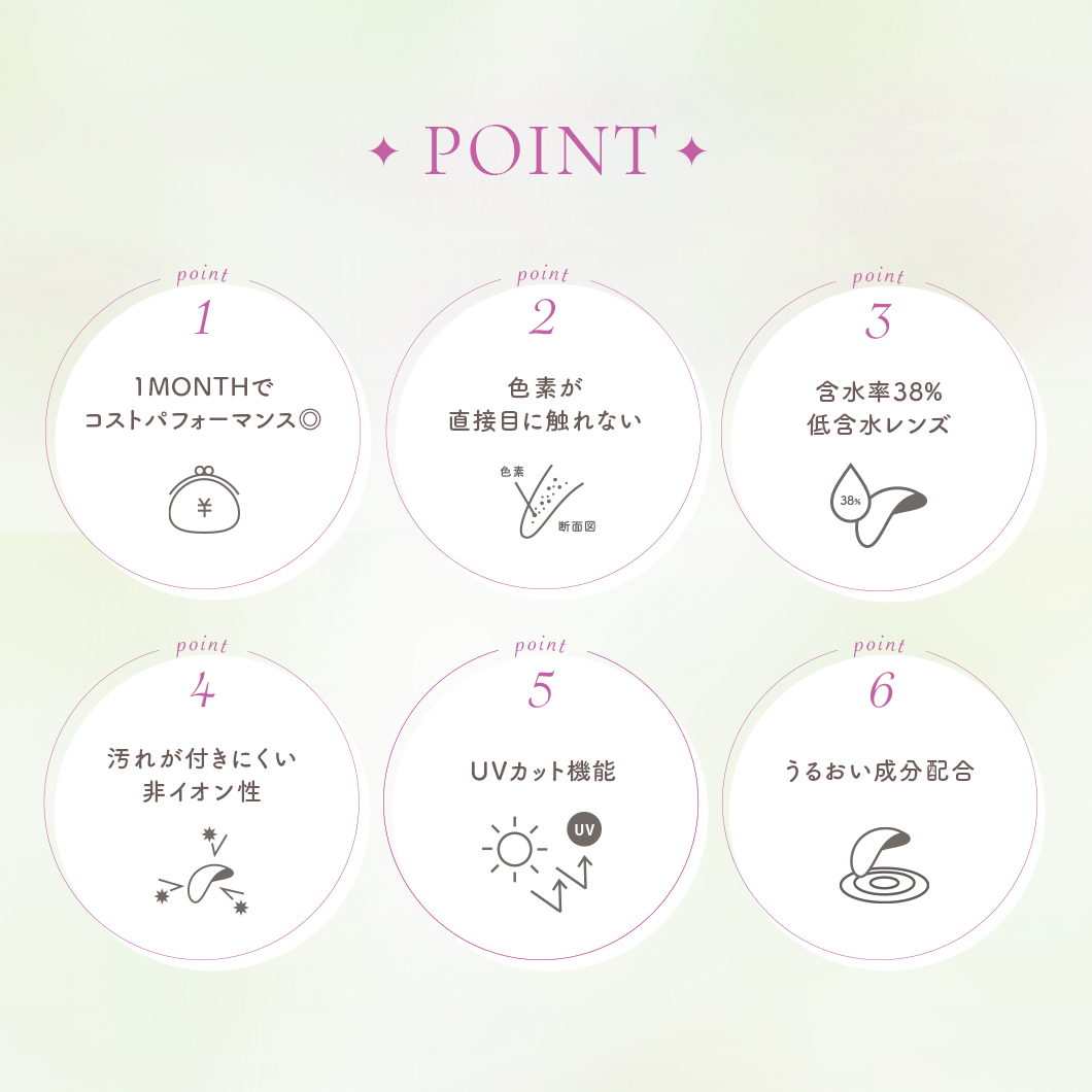 度なし ジェニッシュ マンスリー(2枚入)【1箱】16色 GENISH 1monthUVカット 潤い成分配合 色素が直接目に触れない カラコン 1ヶ月 |  | 16