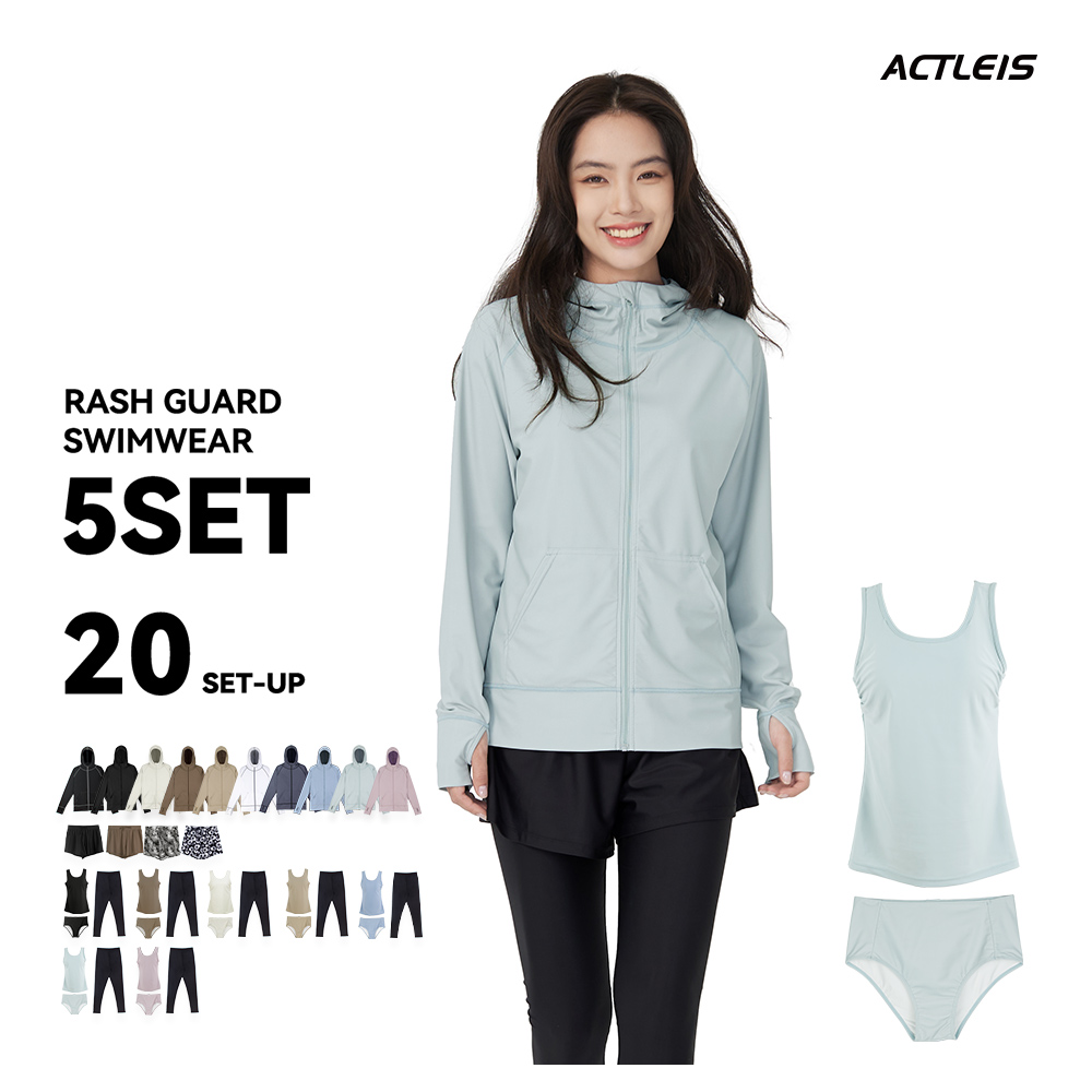 楽天市場】水着 レディース 5点セット ラッシュガード セット