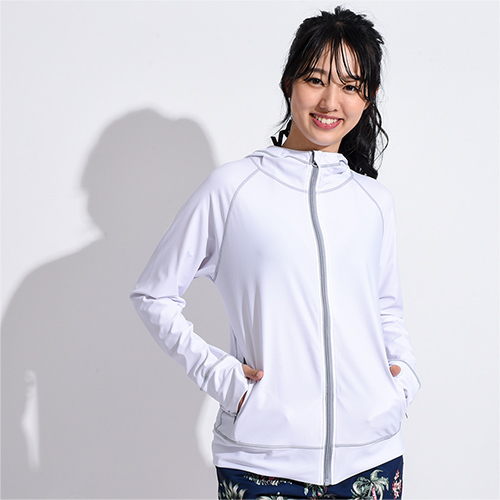 ラッシュガード レディース ファスナーポケット付き 水着 パーカー 女性 ラッシュパーカー フード 長袖 Upf50 Uvカット Ls And East 通販 Yahoo ショッピング