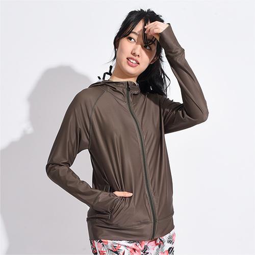 ラッシュガード レディース ファスナーポケット付き 水着 パーカー 女性 ラッシュパーカー フード 長袖 UPF50+ UVカット|grandan|21