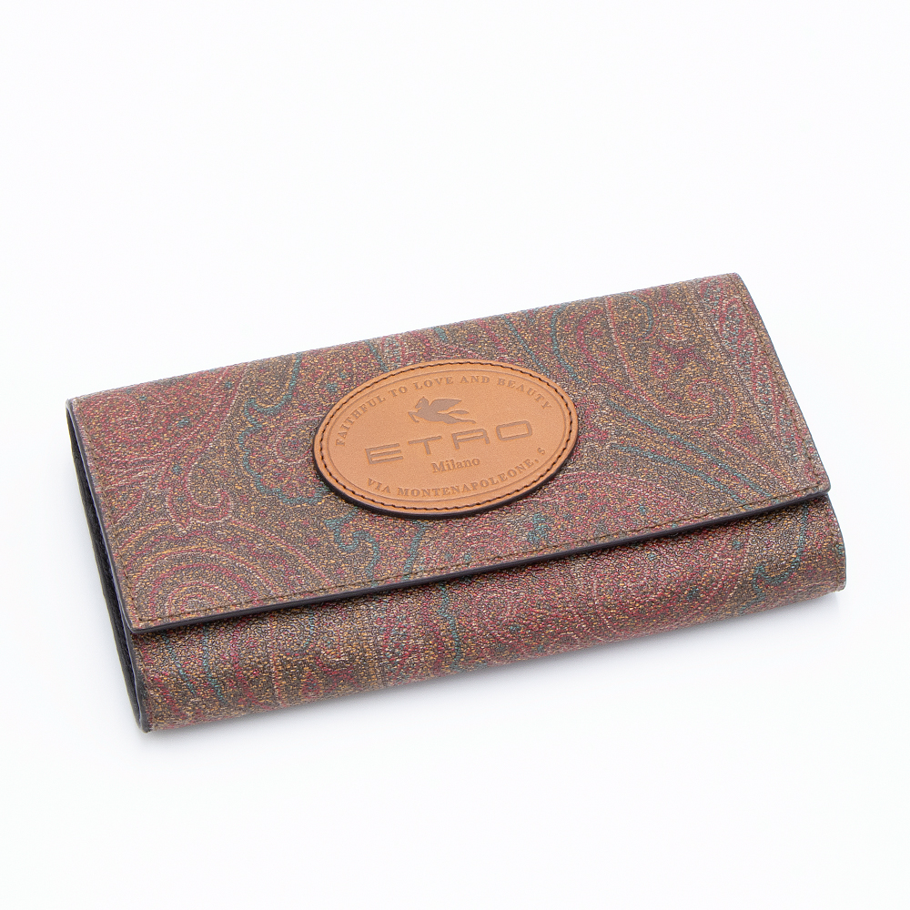ETRO エトロ 2つ折り長財布(小銭入れ付き) ブラウン/ペイズリー