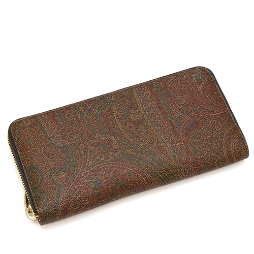未使用級✨ETRO エトロ 長財布 マルゴット ペイズリー　ラウンドジップ　本革 ETRO エトロ ラウンドファスナー長財布(小銭入れ付き) ブラウン