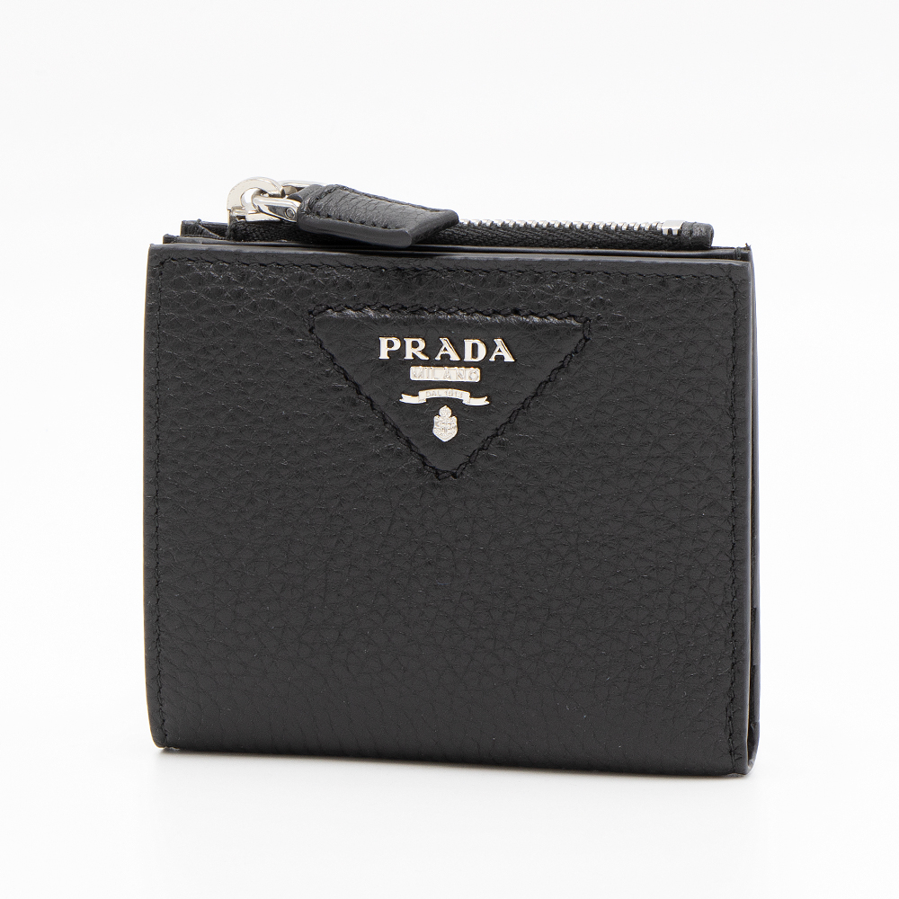PRADA プラダ コインケース付カードケース ミニ財布 黒 1MH350 - 折り財布