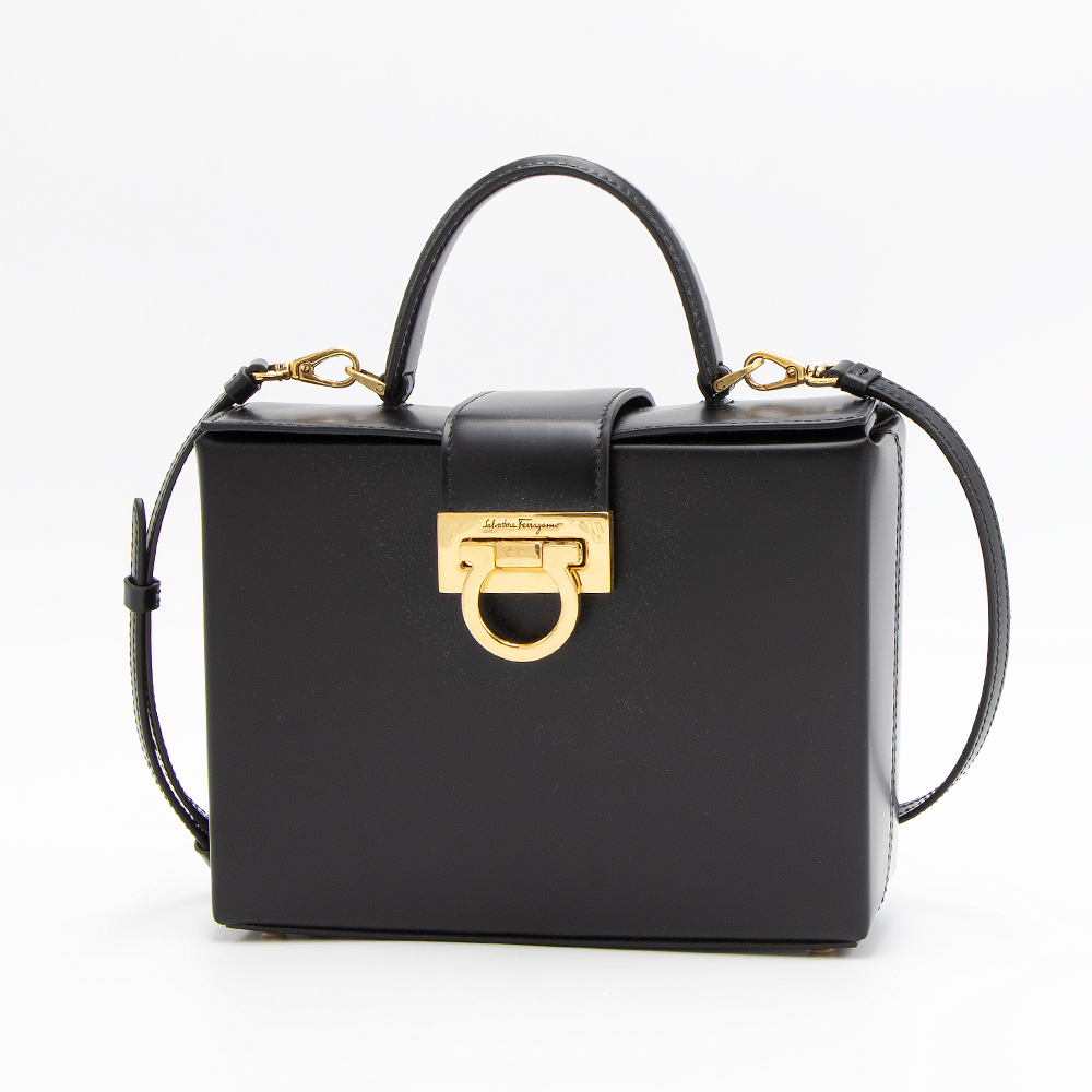 【2023年春夏新作】フェラガモ FERRAGAMO ハンドバッグ(2WAY仕様) ブラック TRIFOLIO BOX BAG 211981 001  754427 BLACK