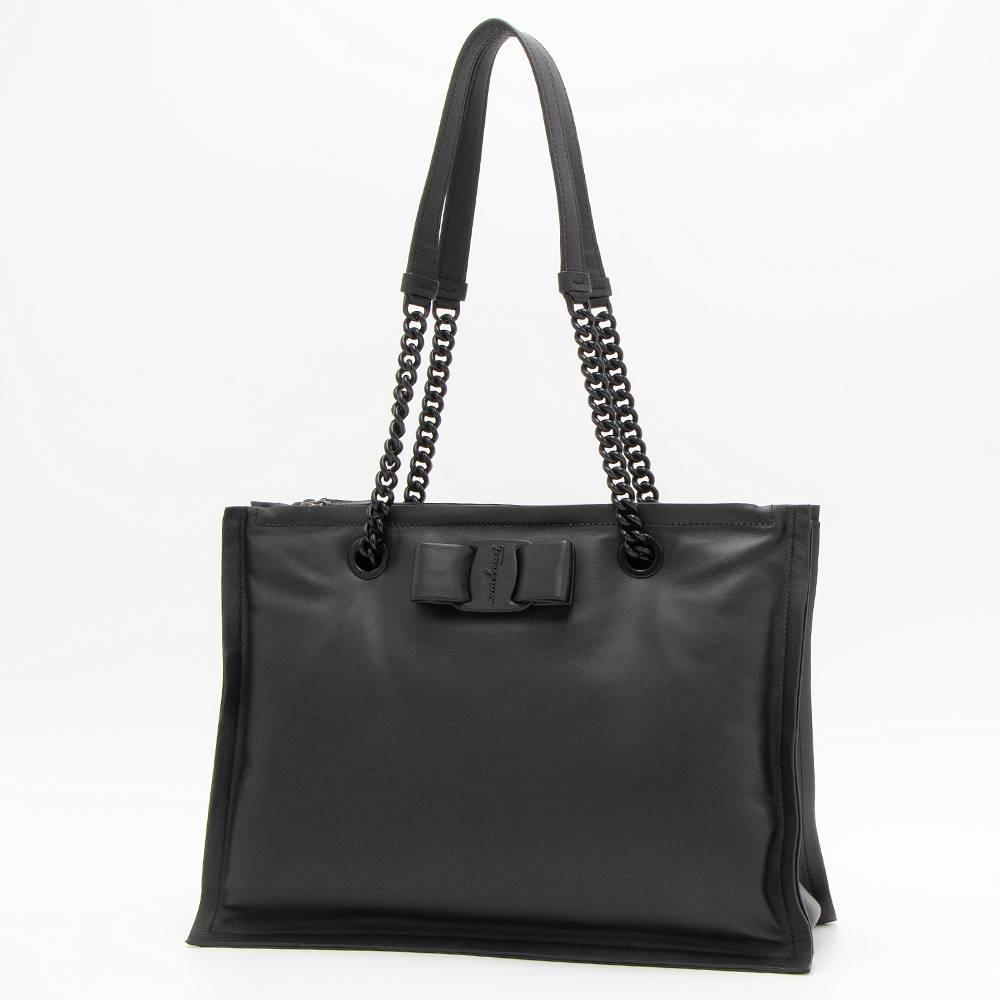 【2023年春夏新作】フェラガモ FERRAGAMO トートバッグ ブラック VIVA BOW TOTE BAG 210904 001 745114  BLACK