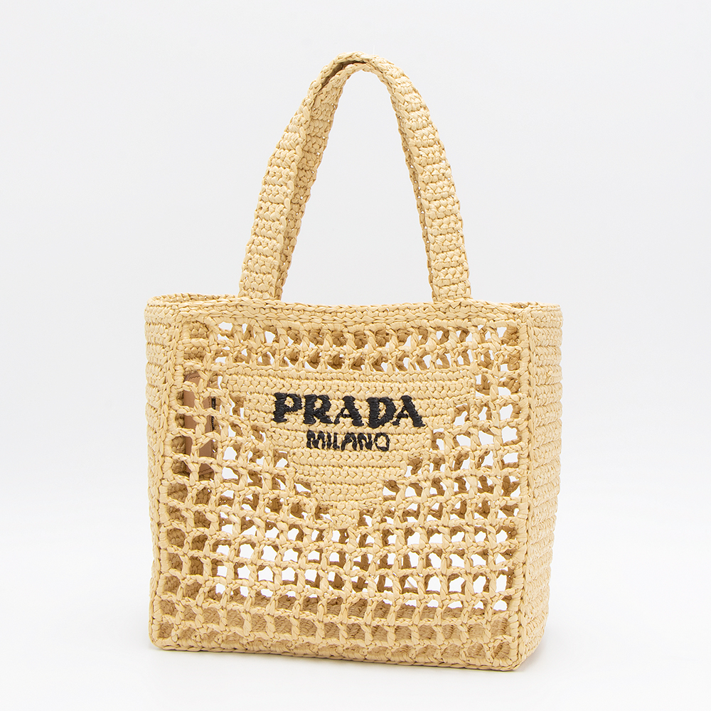 2023年春夏新作】プラダ PRADA ラフィアトートバッグ ナチュラル 