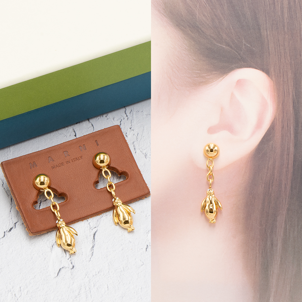 MARNI ゴールド ロゴピアス MARNI（マルニ） 【タイムセールクーポン】マルニ ピアス ゴールド