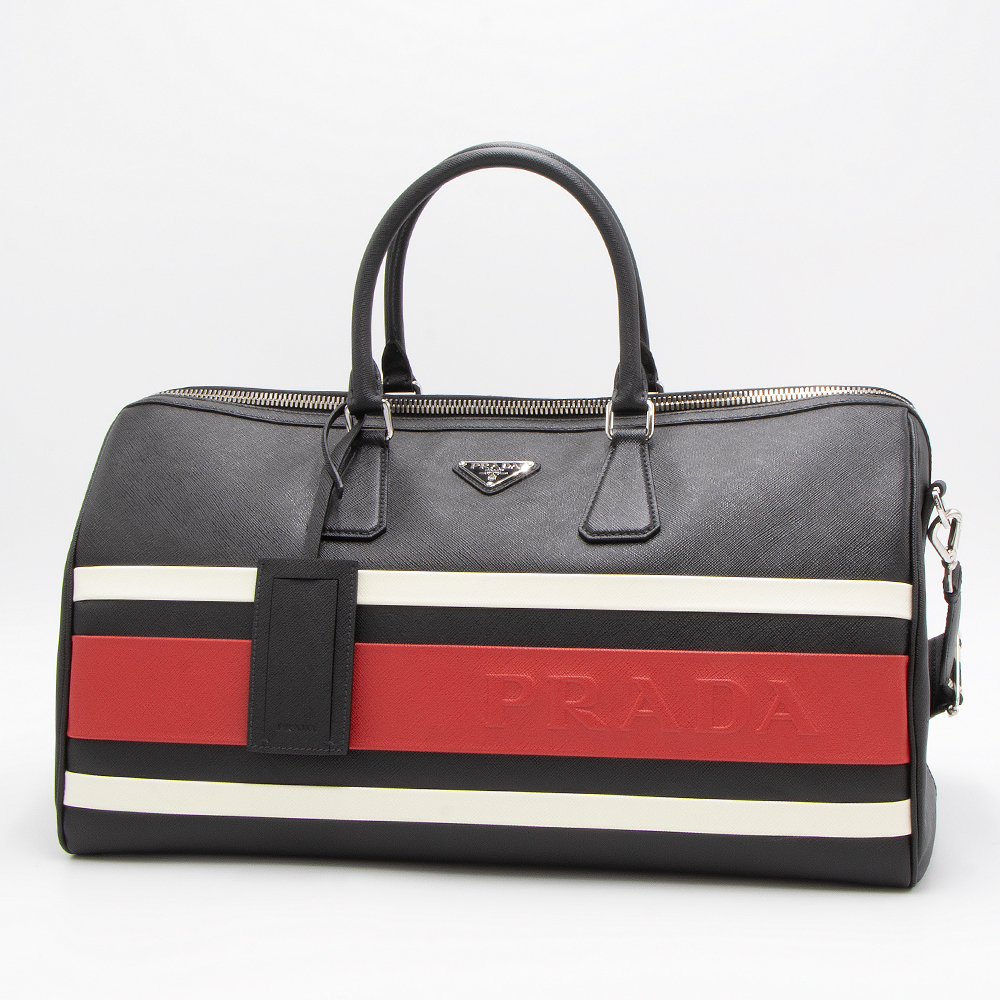 PRADA プラダ ボストンバッグ ブラック/ホワイト 2VC372 2FKG