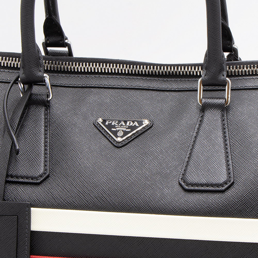PRADA プラダ ボストンバッグ ブラック/ホワイト 2VC372 2FKG