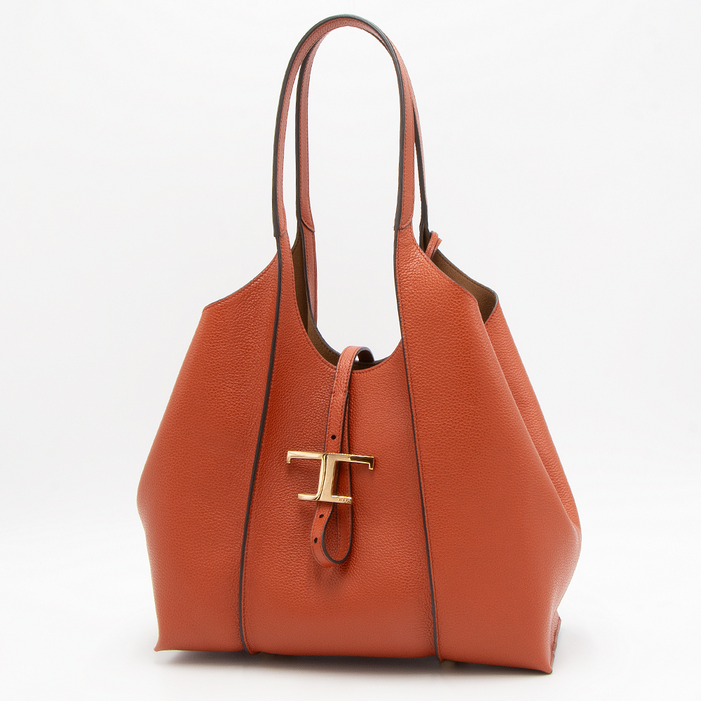 TOD'S✨トートバッグ ショルダーバッグ レザー シボ革 オレンジ 保存袋 Woman イエロー トッズ Di バッグ フォリオ レザー バッグ