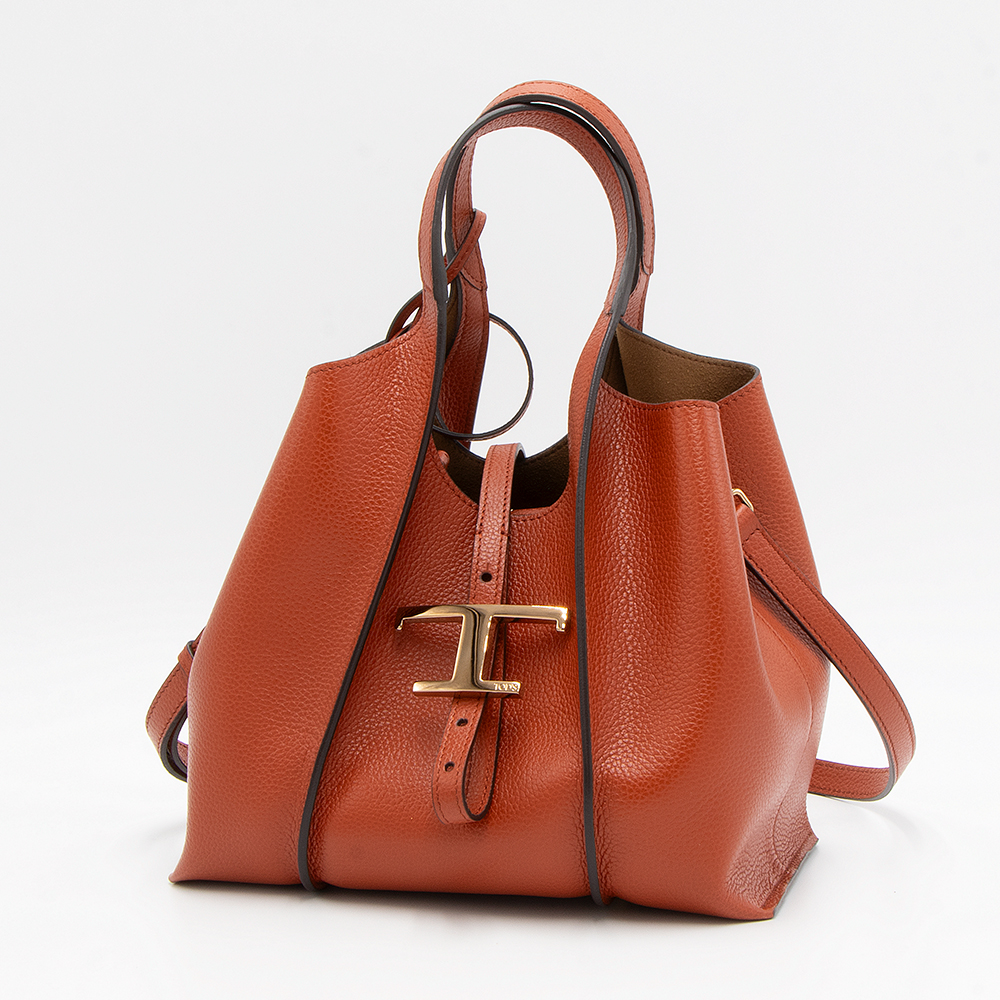 国内発*TOD'S エンボスレザー ロゴ ハンドバッグ オレンジ TOD'S 【入手困難】大人気☆トッズ レザー バッグ☆MICRO☆全色