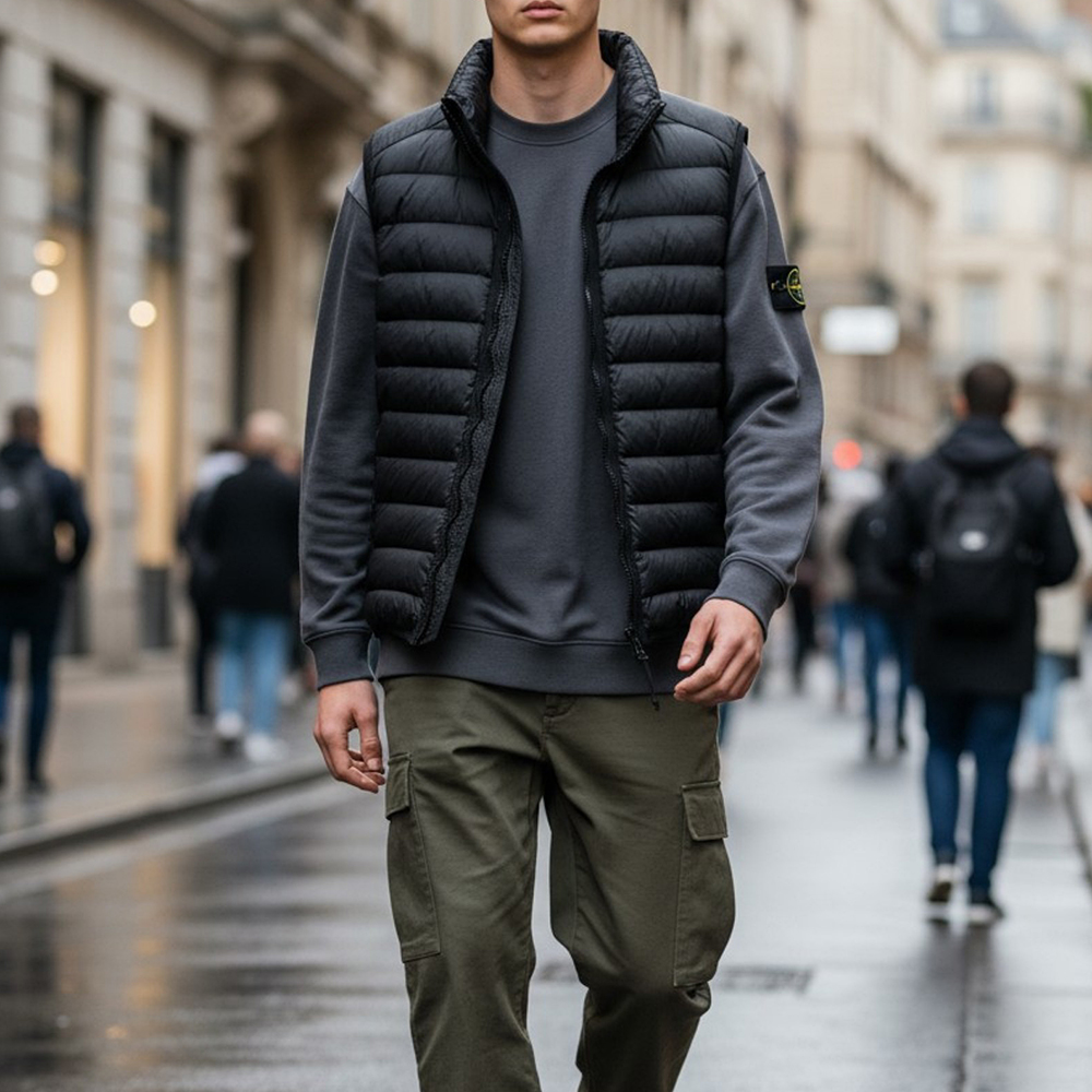 STONE ISLAND（ストーン アイランド） メンズ ダウンベスト ブラック