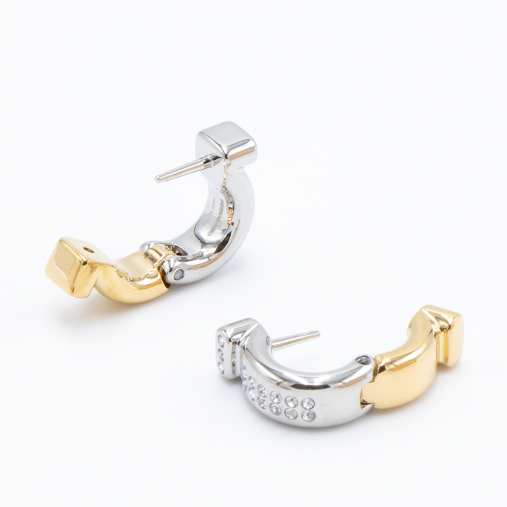 FERRAGAMO フェラガモ ピアス ガンチーニ クリスタル シルバー