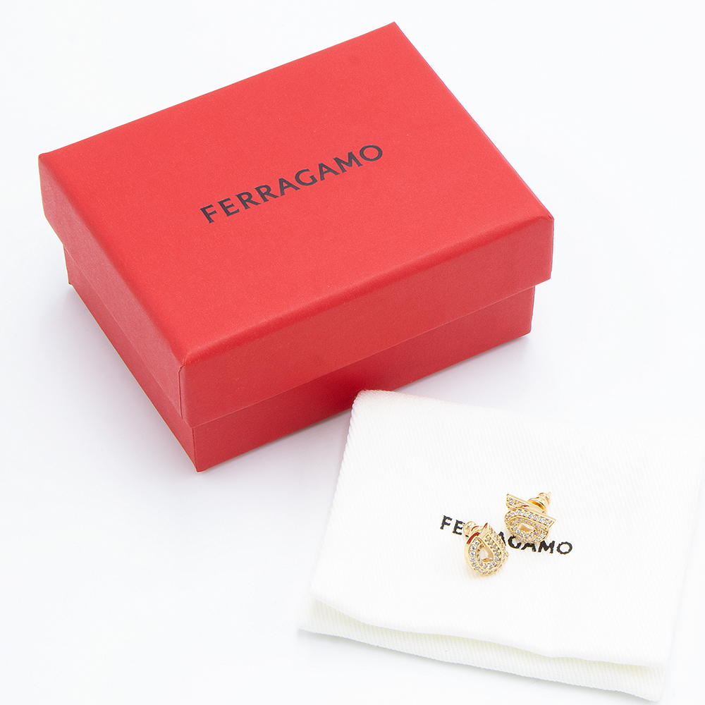 FERRAGAMO（フェラガモ） ピアス ガンチーニ クリスタル ゴールド