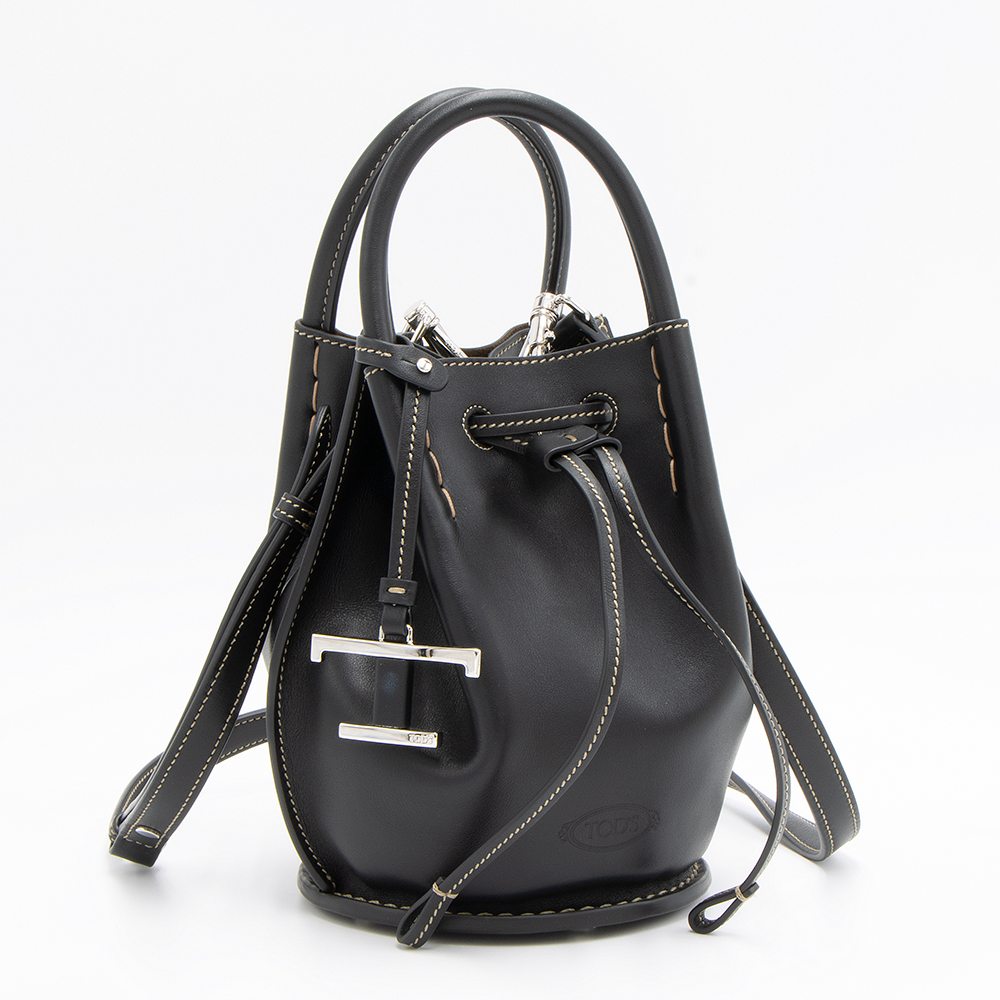 TOD'S ボストンバッグ 黒/青 レザー レザー（本革） TOD'S(トッズ) ボストンバッグ(レディース