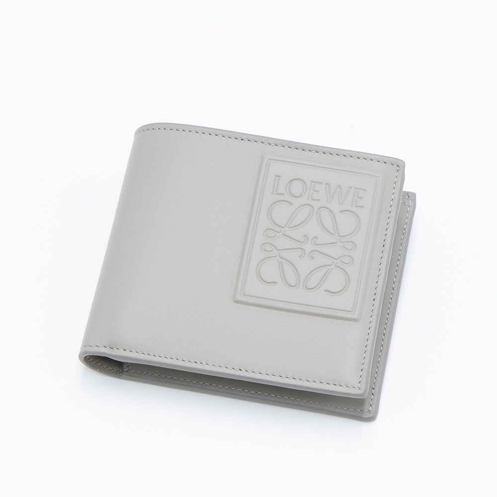 LOEWE グレー 二つ折り財布 LOEWE 二つ折り財布 グレー レザー