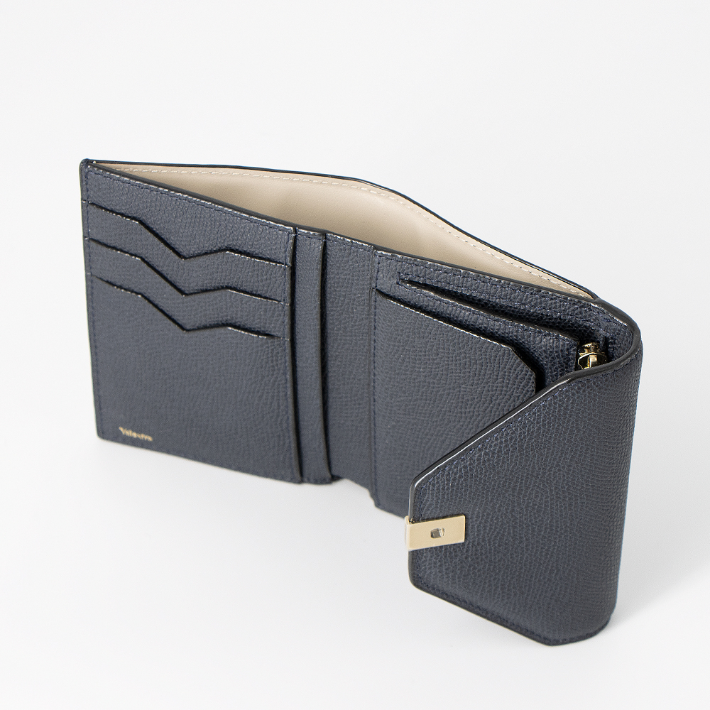 VALEXTRA 財布 三つ折り イジィデ ISIDE Smokey Blue Leather Small Purse | Valextra Iside