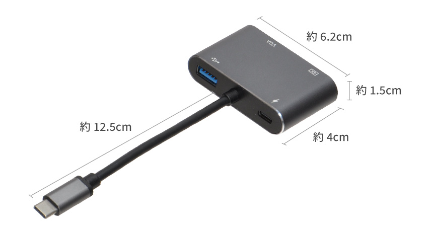 Type-C ハブ 4in1 変換アダプター USB-C 4K＠30Hz HDMI PD給電 対応 100W VGA タイプC 急速充電 軽量 スマホ タブレット PC パソコン｜grandiose｜09