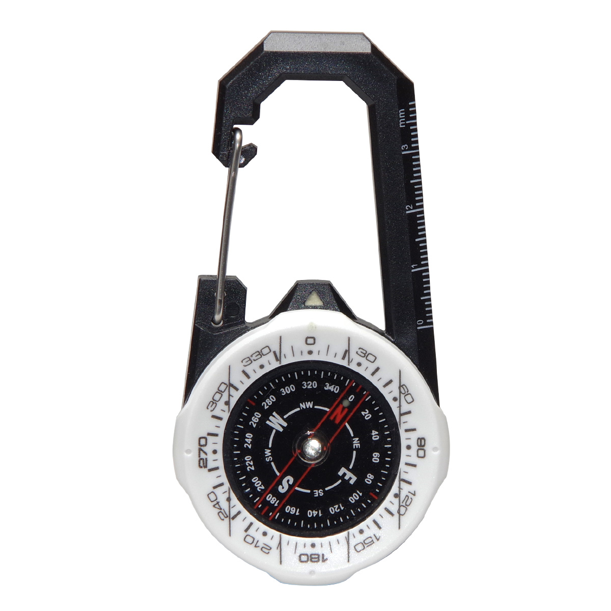 コンパス 方位磁石 方位磁針 カラビナ 携帯 スケール 回転盤 ベゼル
