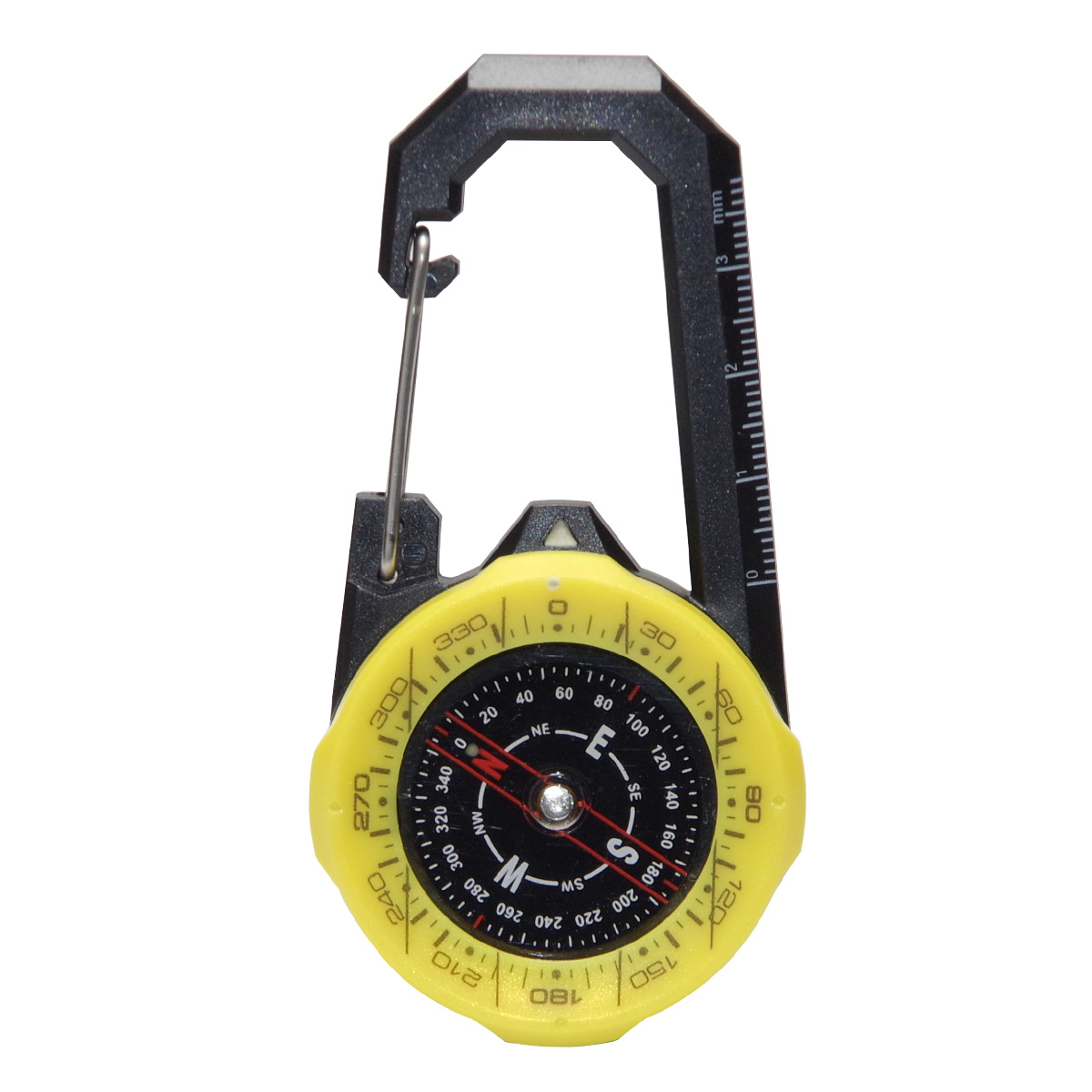 コンパス 方位磁石 方位磁針 カラビナ 携帯 スケール 回転盤 ベゼル