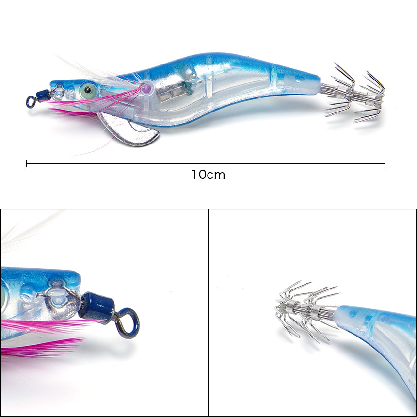 4個セット 水中で光る LED エギ 2.5号 エギング タコ イカ 釣り餌