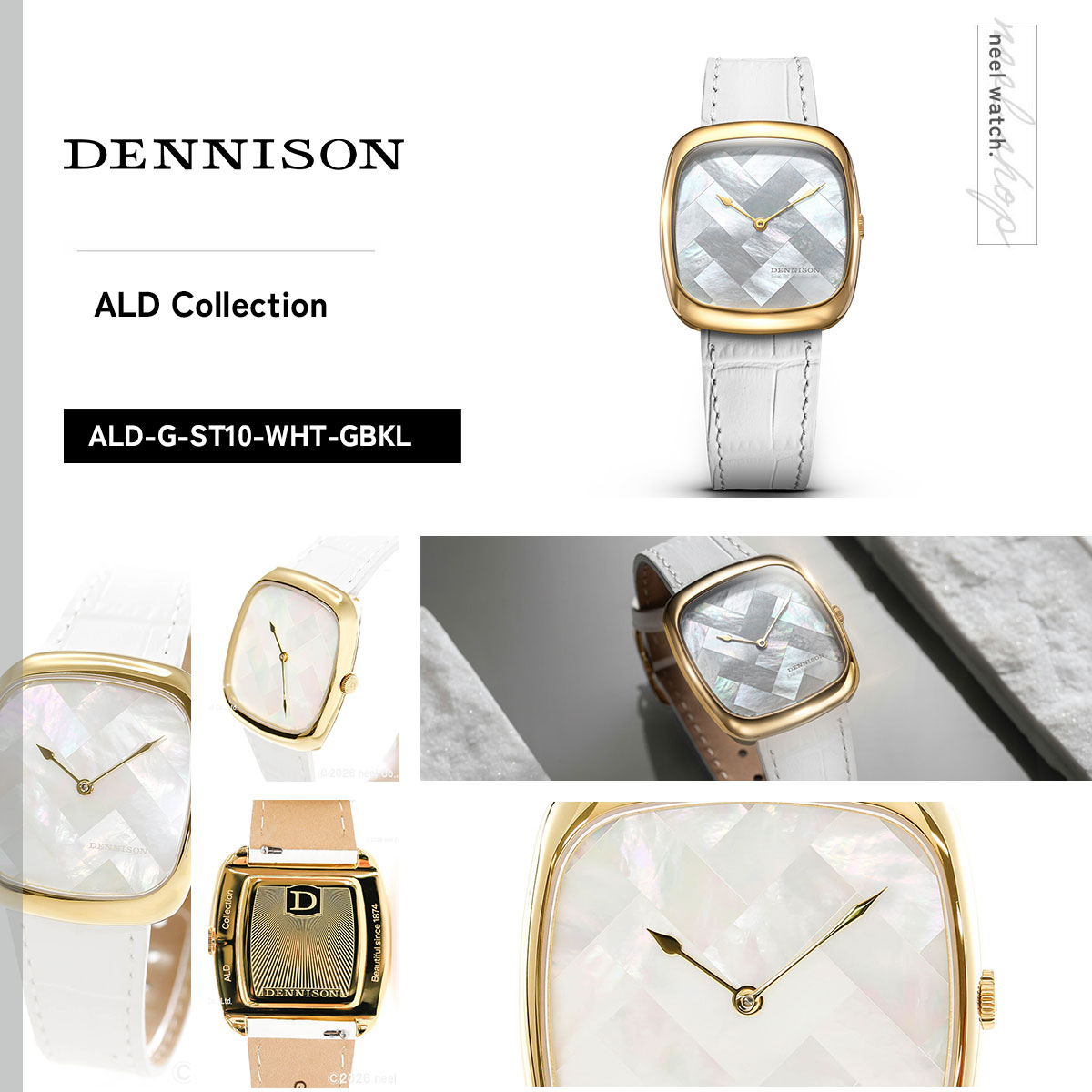 （ノベルティー付き）デニソン DENNISON 腕時計 ALD Collection ホワイトマザーオブパール ALD-G-ST10-WHT-GBKLの画像