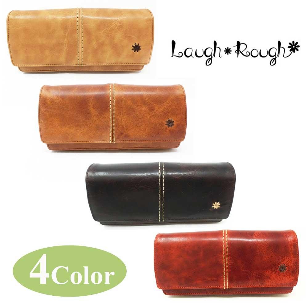 長財布　牛革 Laugh Rough ラフラフ 本革 かぶせ長財布 68403 全4色 牛革 ワックス