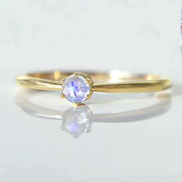 リング 希少石 レインボームーンストーン ラブラドライト 1粒 王冠 K10