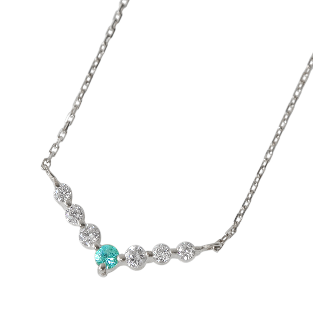 【最終価格】新品！！希少・バターリャ産　パライバトルマリン　ゆめかわネックレス K18WG ブラジル産パライバトルマリン ダイヤモンドネックレス PA 0.05