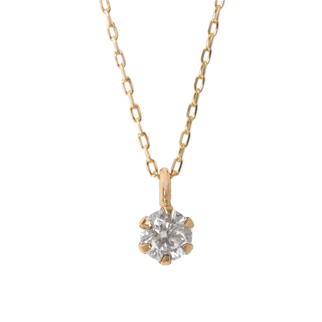 ネックレス 一粒 ダイヤモンド 0.08ct K10 ゴールド WG YG PG