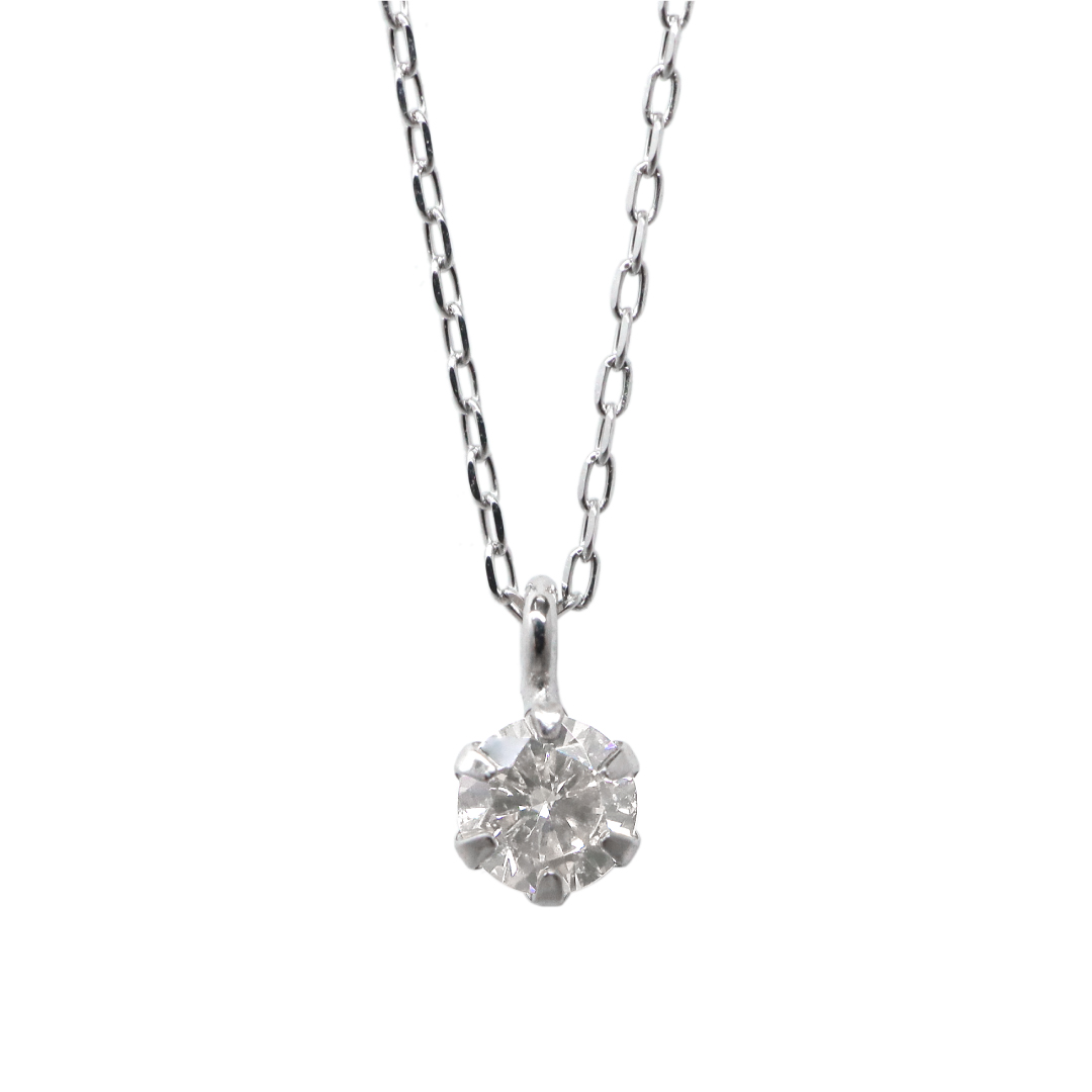 ネックレス 一粒 ダイヤモンド 0.08ct K10 ゴールド WG YG PG