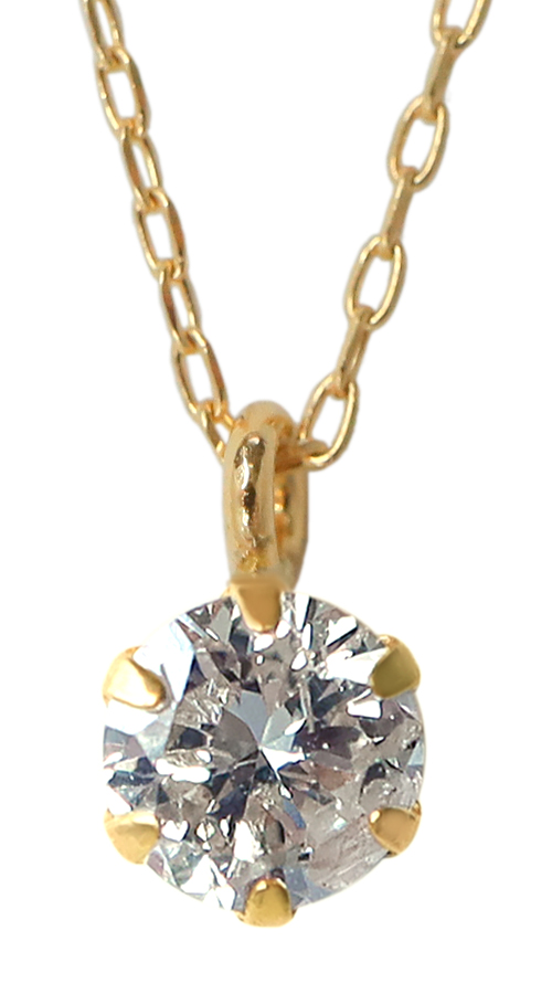 ネックレス ダイヤモンド 0.1ct K18 イエローゴールド ピンク