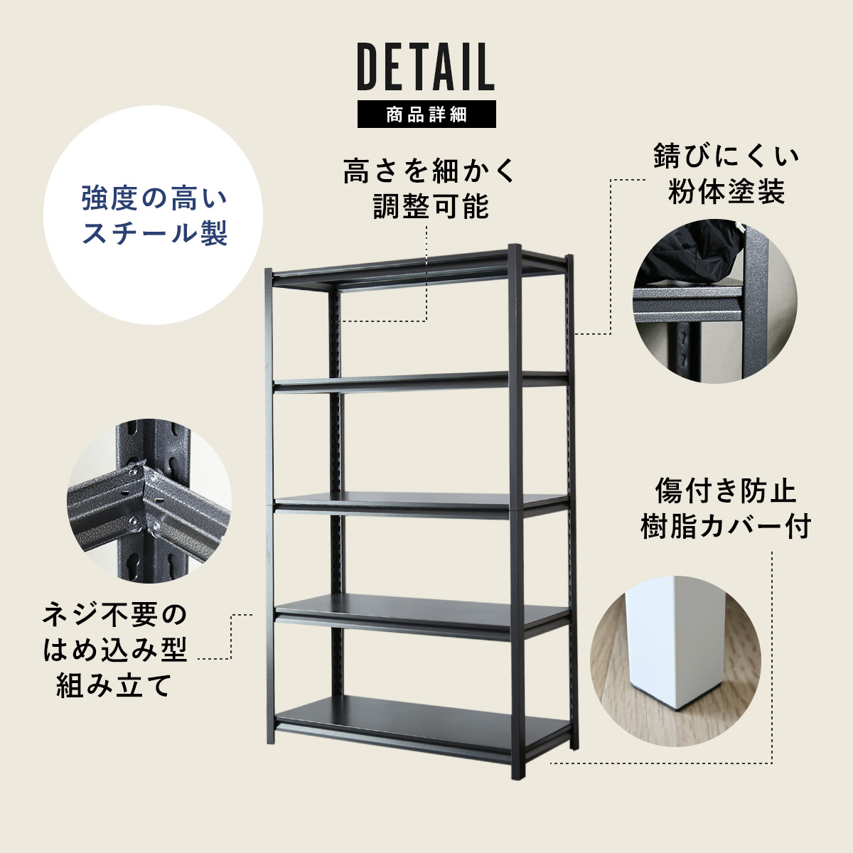 スチールラック メタルラック DORIS 収納ラック 収納 棚 可動棚 120×40cm キャビット5段 おしゃれ 北欧 ドリス :  dr-cabit-5-12040